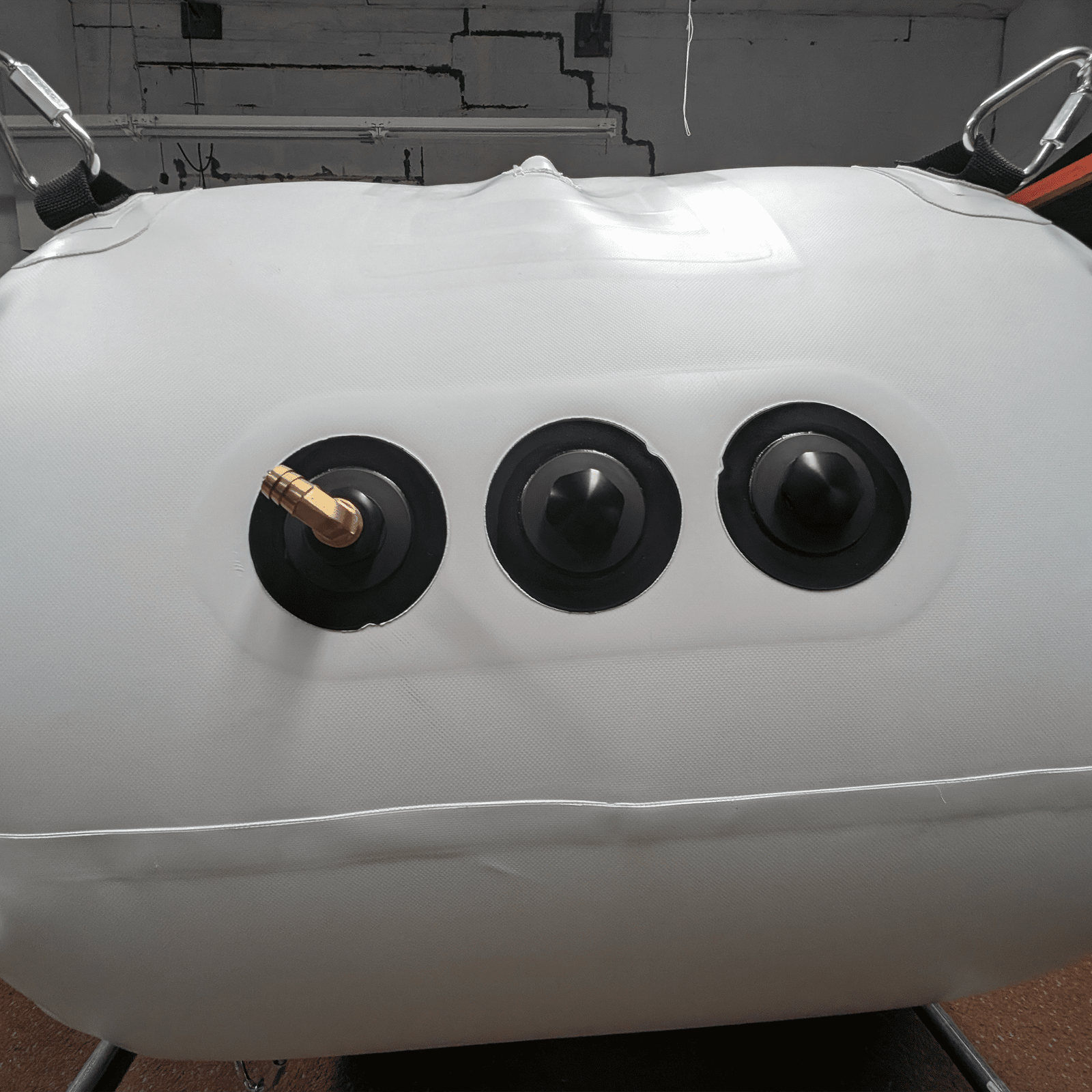 Newtowne Hyperbarics C4-34 Home Hyperbaric Chamber – close-up of the chamber ports