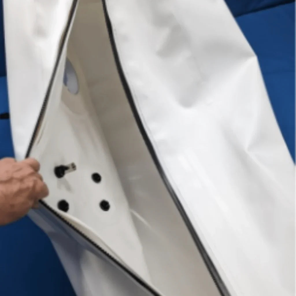 Newtowne Long Shoe Hyperbaric Chamber – close-up of the zipper entry
