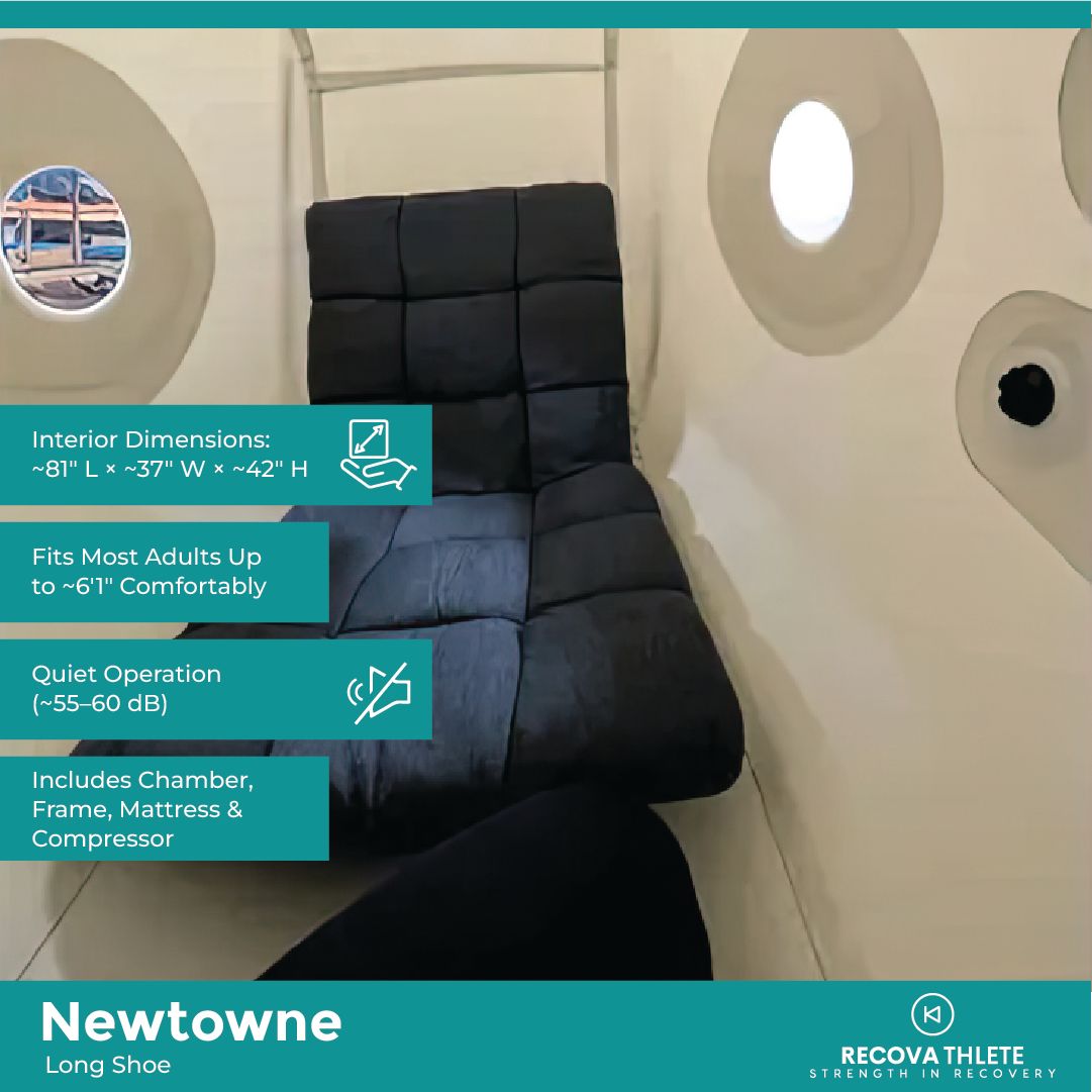 Newtowne Long Shoe Hyperbaric Chamber – interior with a padded seat