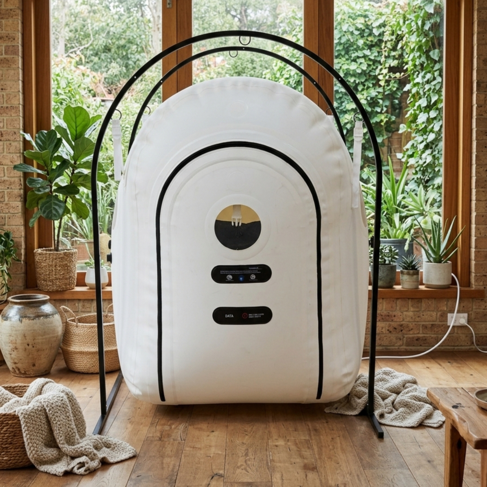 Oxyair OLV-RW01 Wheelchair-Accessible Hyperbaric Chamber – chamber front view with an arched frame