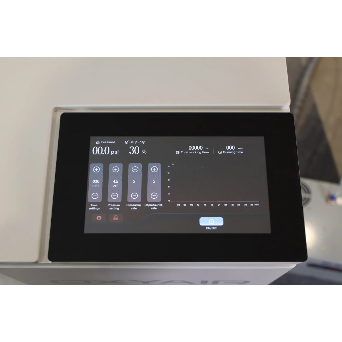 Oxyair OLV-RW01 Wheelchair-Accessible Hyperbaric Chamber – touchscreen control panel