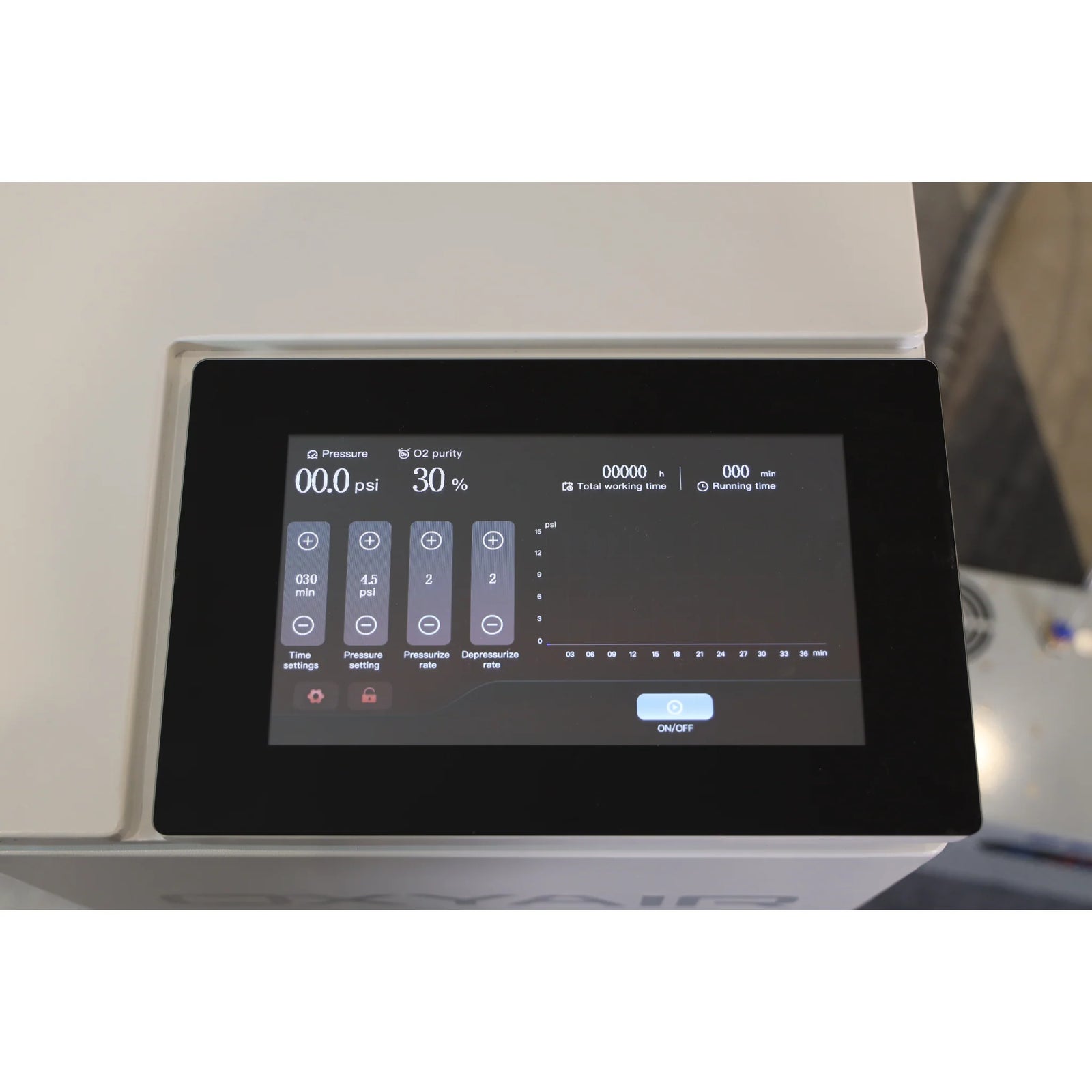 Oxyair OLV-RW01 Wheelchair-Accessible Hyperbaric Chamber – touchscreen control panel