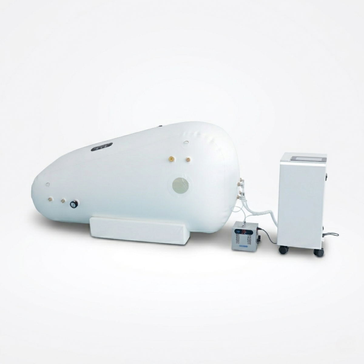 Oxyair OLV-RZT02 Soft Sitting Hyperbaric Chamber – chamber and concentrator from another angle