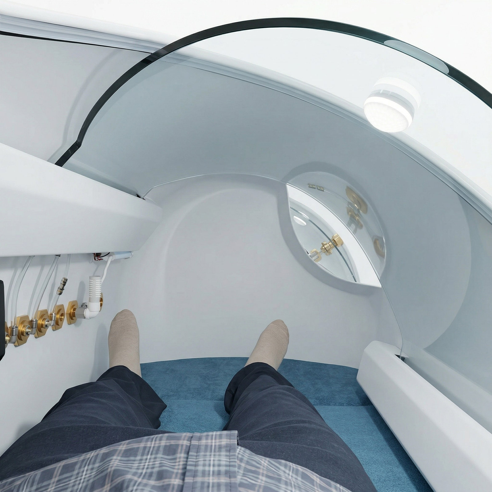 Oxyair OLV-YTD02 2.0 ATA Hard-Shell Hyperbaric Chamber – view from inside the chamber