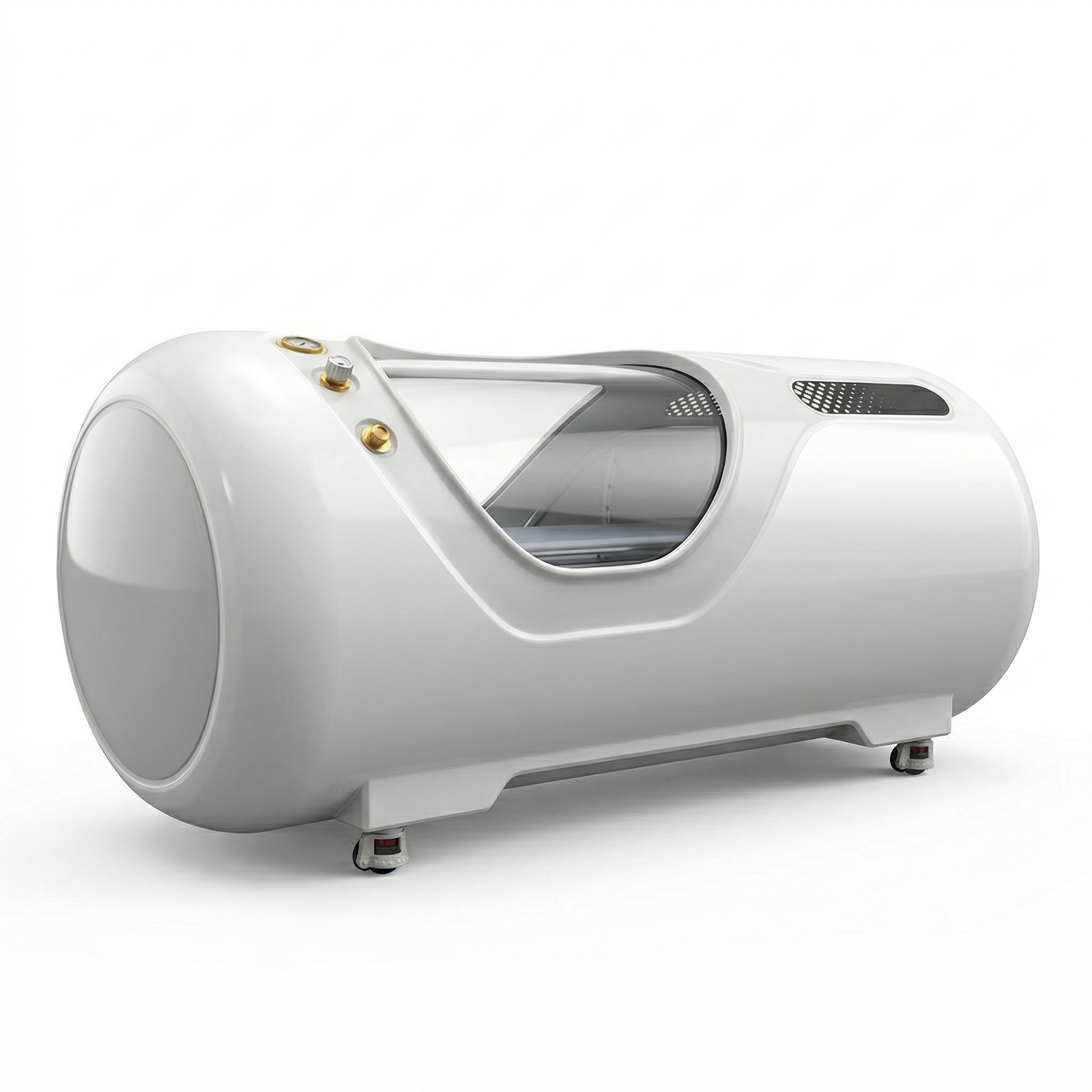 Oxyair OLV-YTD02 2.0 ATA Hard-Shell Hyperbaric Chamber – white chamber at an angle
