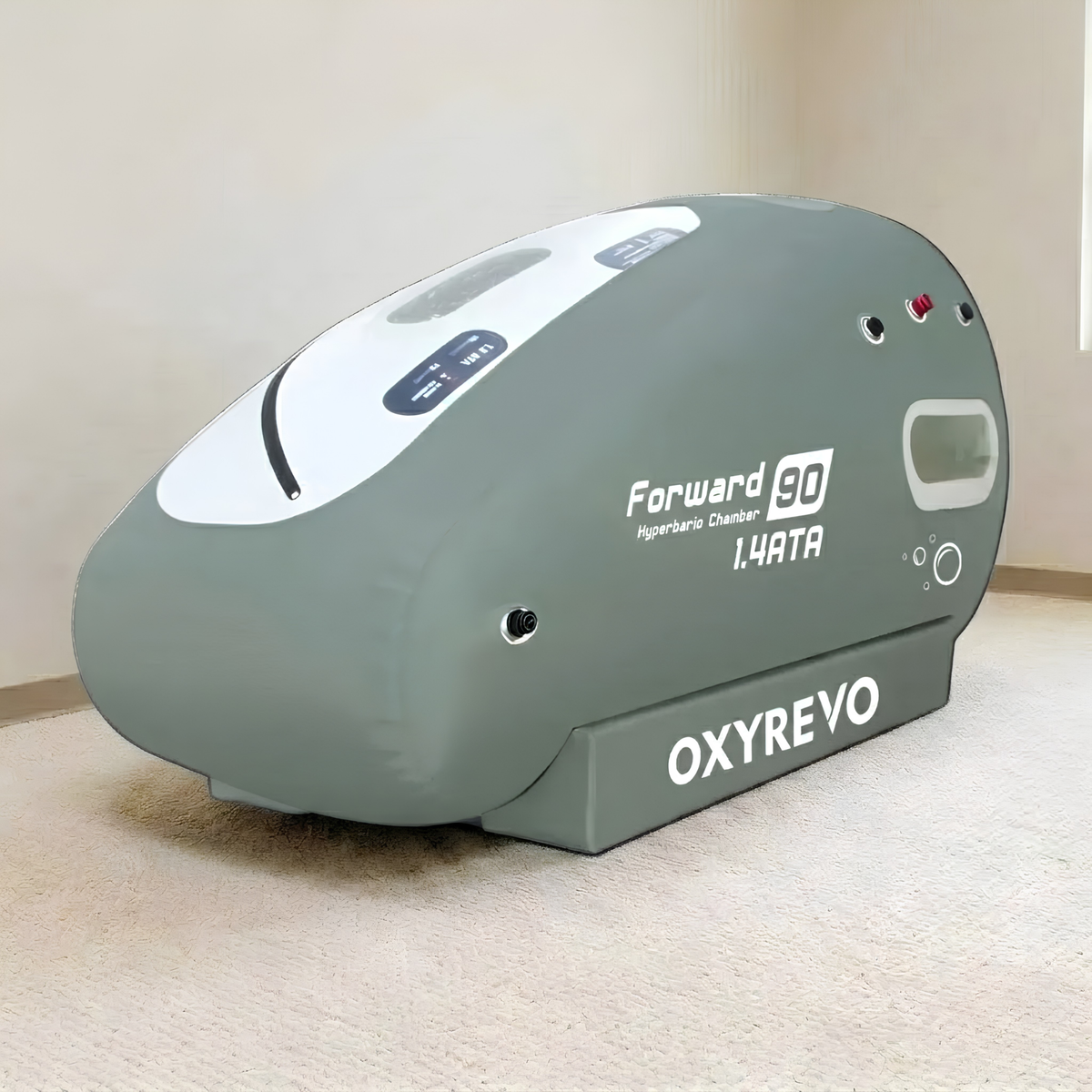 OxyRevo Forward90 MINI Portable Sitting Hyperbaric Chamber – gray chamber