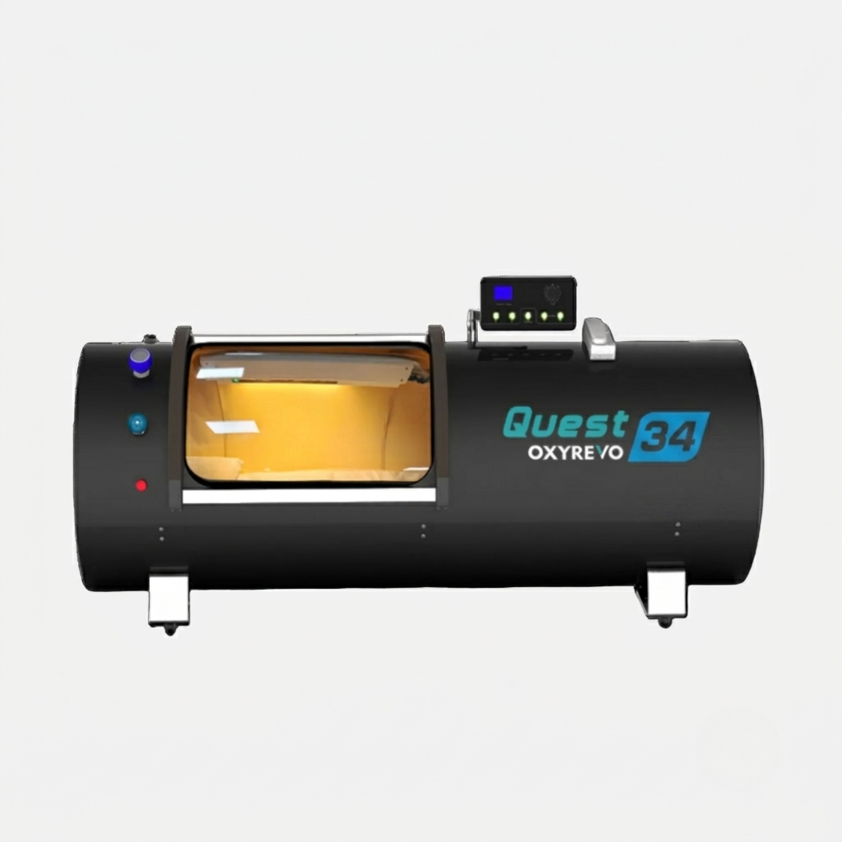OxyRevo Quest34 Hard-Shell Hyperbaric Chamber – black chamber front view
