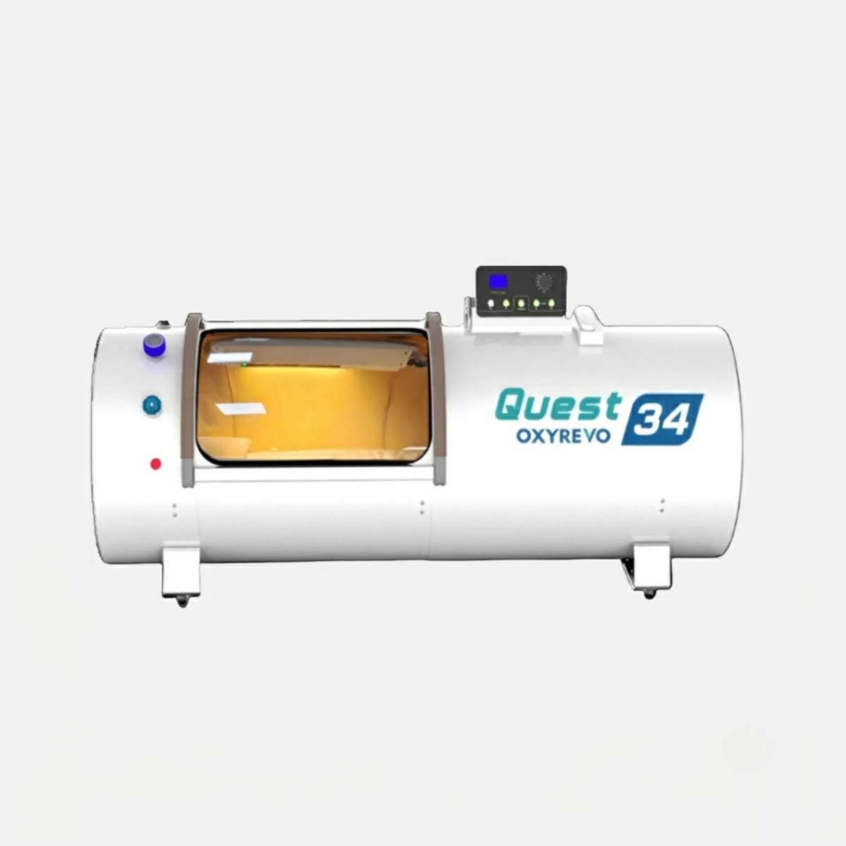 OxyRevo Quest34 Hard-Shell Hyperbaric Chamber – white chamber front view