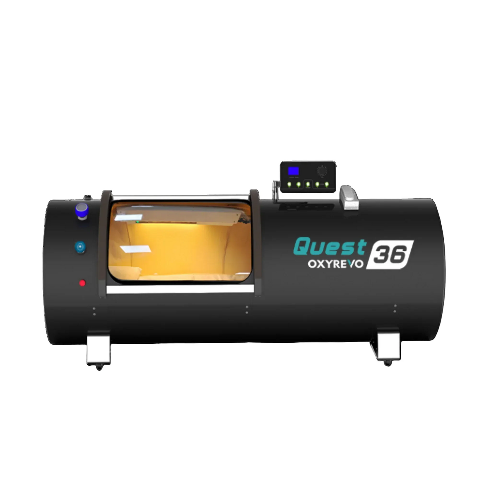 OxyRevo Quest36 Hard-Shell Hyperbaric Chamber – black chamber front view