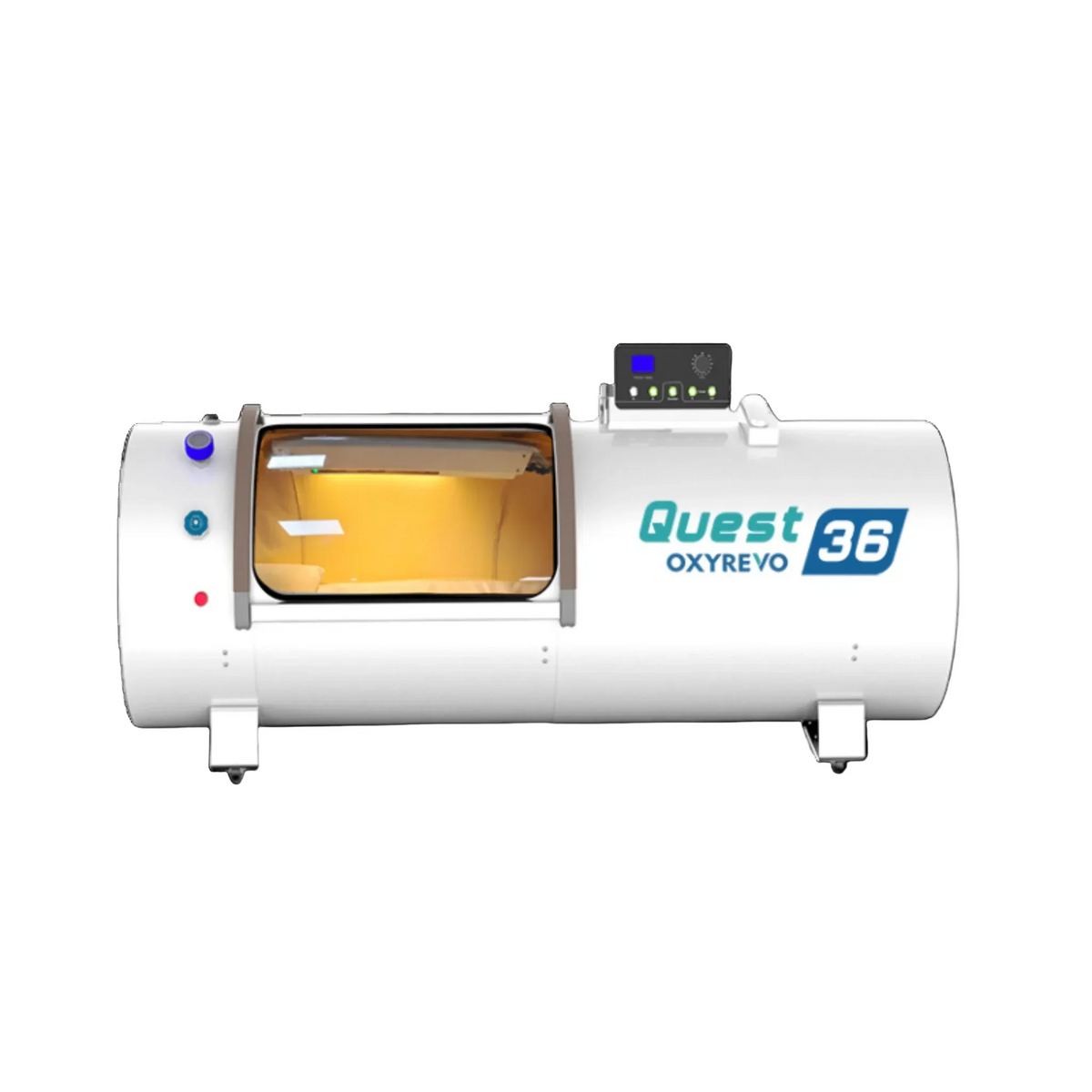OxyRevo Quest36 Hard-Shell Hyperbaric Chamber – white chamber front view
