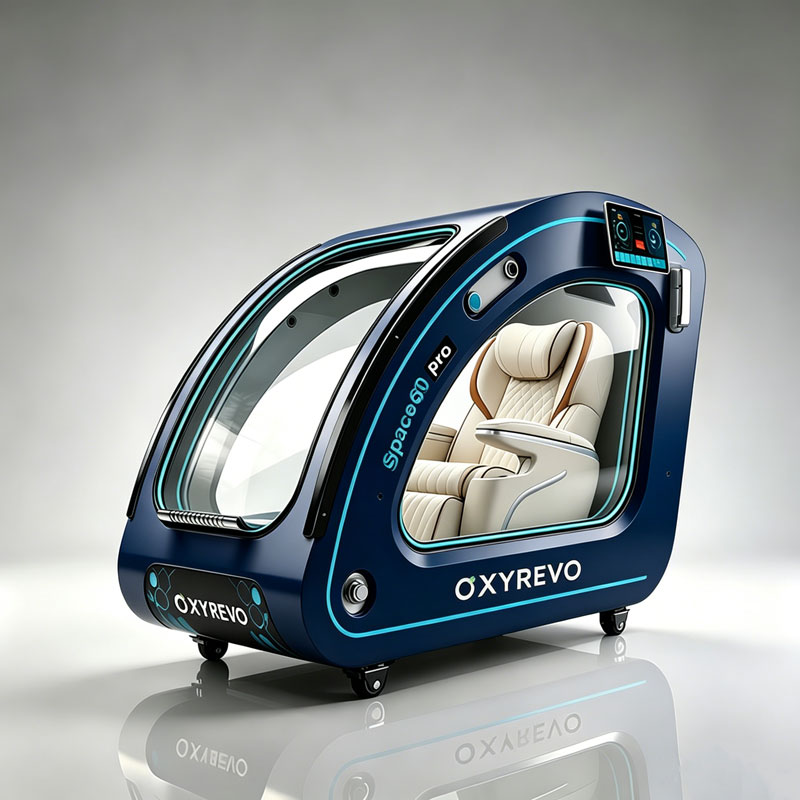 OxyRevo Space60 Pro Hard-Shell Sitting Hyperbaric Chamber – blue chamber