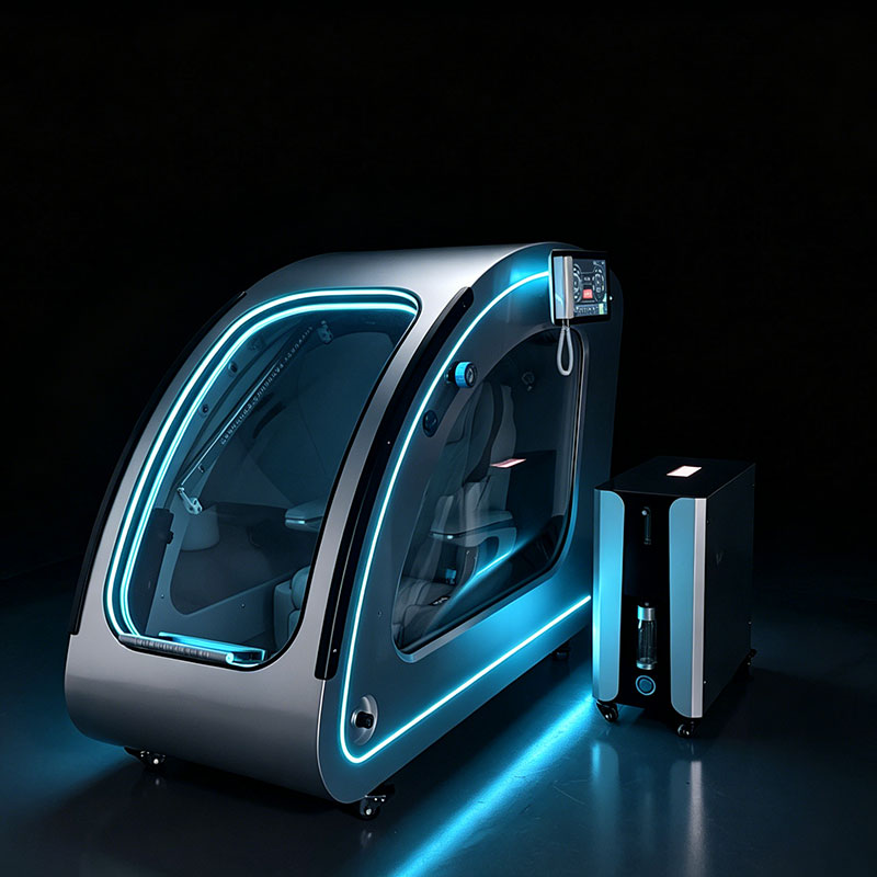 OxyRevo Space60 Pro Hard-Shell Sitting Hyperbaric Chamber – silver chamber