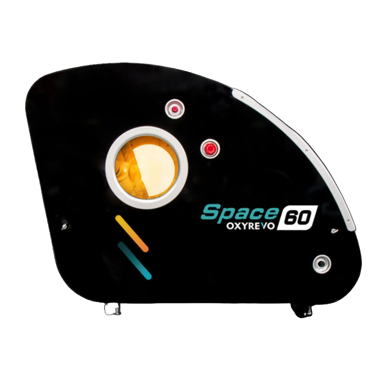 OxyRevo Space60 Hard-Shell Sitting Hyperbaric Chamber – black chamber opposite side panel