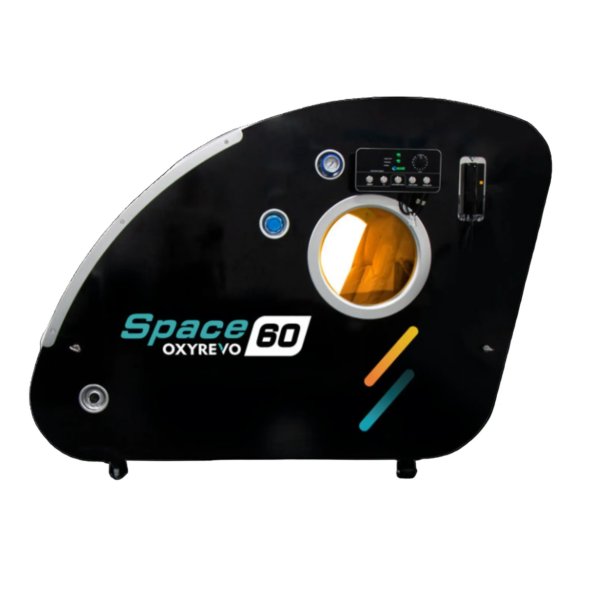 OxyRevo Space60 Hard-Shell Sitting Hyperbaric Chamber – black chamber side panel