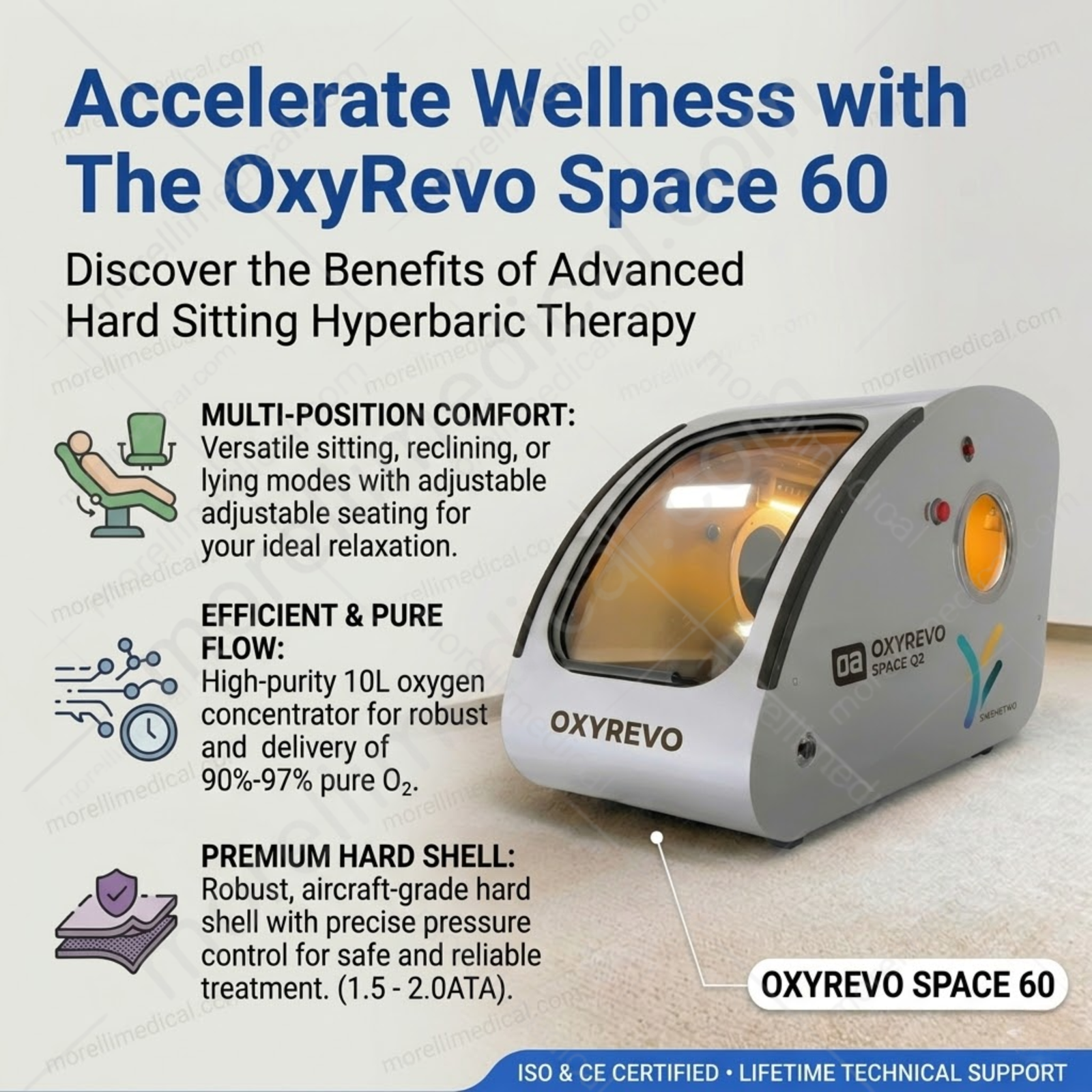 OxyRevo Space60 Hard-Shell Sitting Hyperbaric Chamber – feature graphic for the Space60 hard-shell chamber