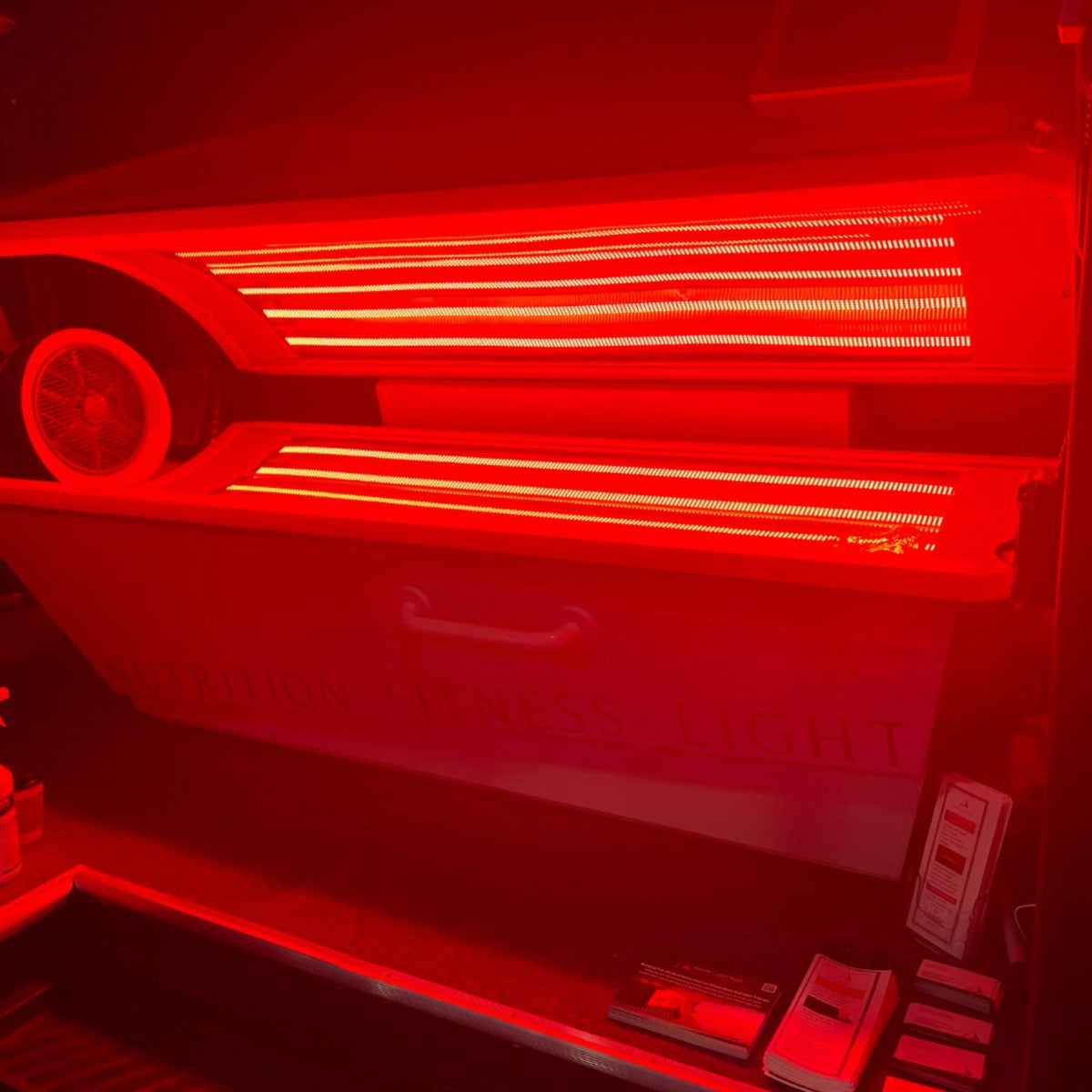 Prism Light Pod Full-Body Red Light Therapy Bed – pod interior with red lights