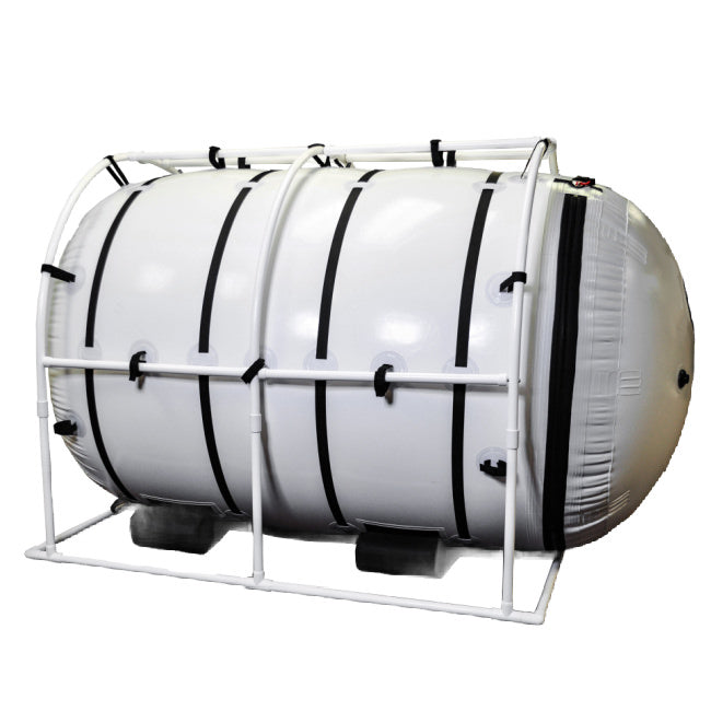 Summit to Sea Grand Dive Pro Plus 60" Hyperbaric Chamber – side view of the large chamber on a white frame