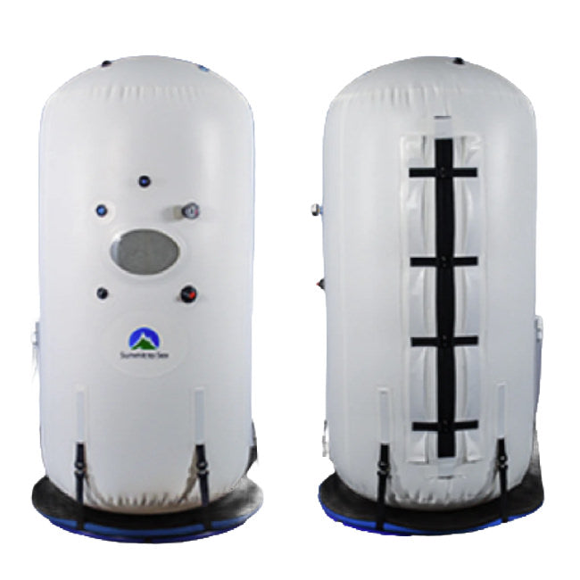 Summit to Sea Vertical Dive 40" Upright Hyperbaric Chamber – front and rear views of the upright chamber