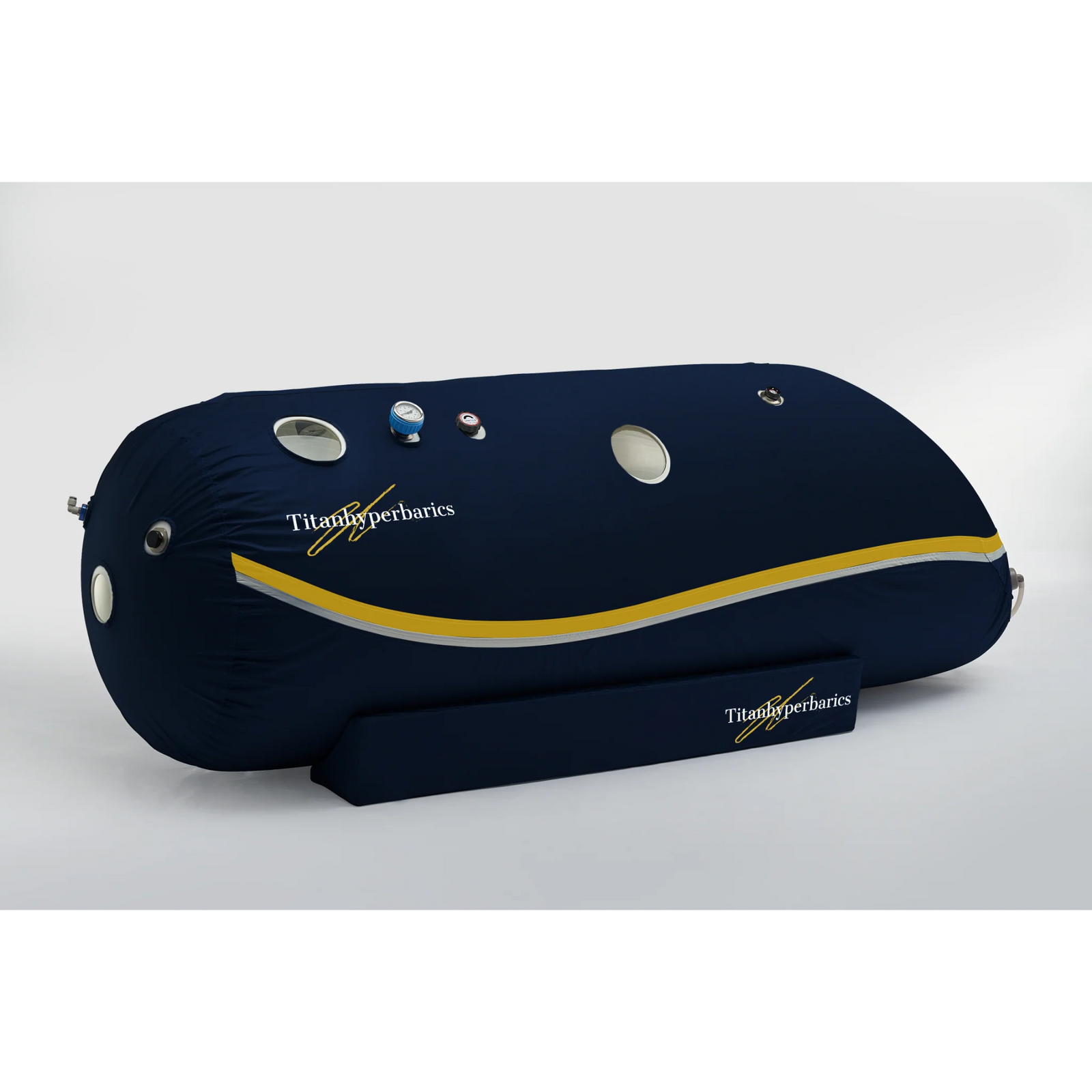 Titan Hyperbarics SMART Portable Soft Hyperbaric Chamber – chamber angled view showing the windows
